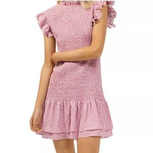 🆕 French Connection Elao Verona Crepe Smocked Mini Dress Size Small
